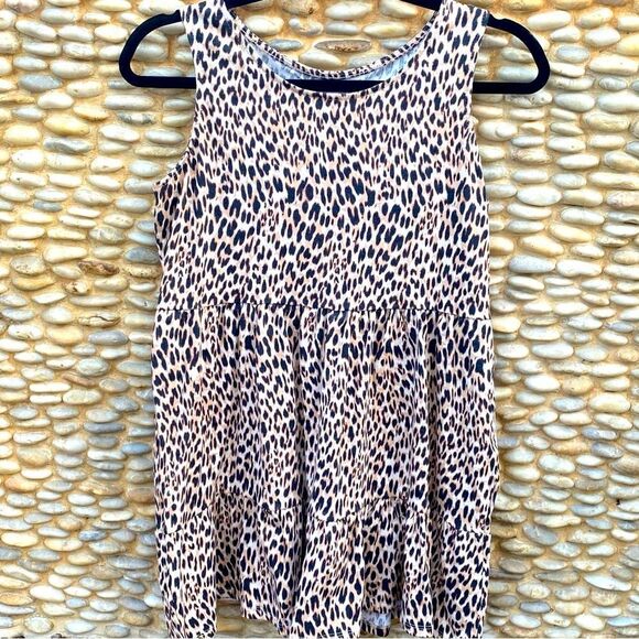 NWT New Love Fire Leopard Print Tiered Swing Tank Top Large Animal Print Jungle - Picture 1 of 8